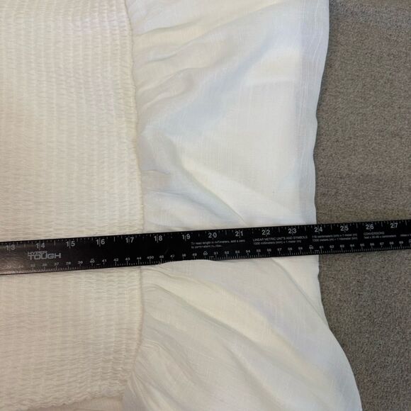 J Gee Dress 2X Wihite Tiered Smocked Sheer Ruffle Midi Boho Romantic Cottagecore - Picture 8 of 8